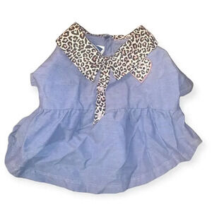 Top Paw Denim With Cheetah Blue Heart Dress Shirt Dog M